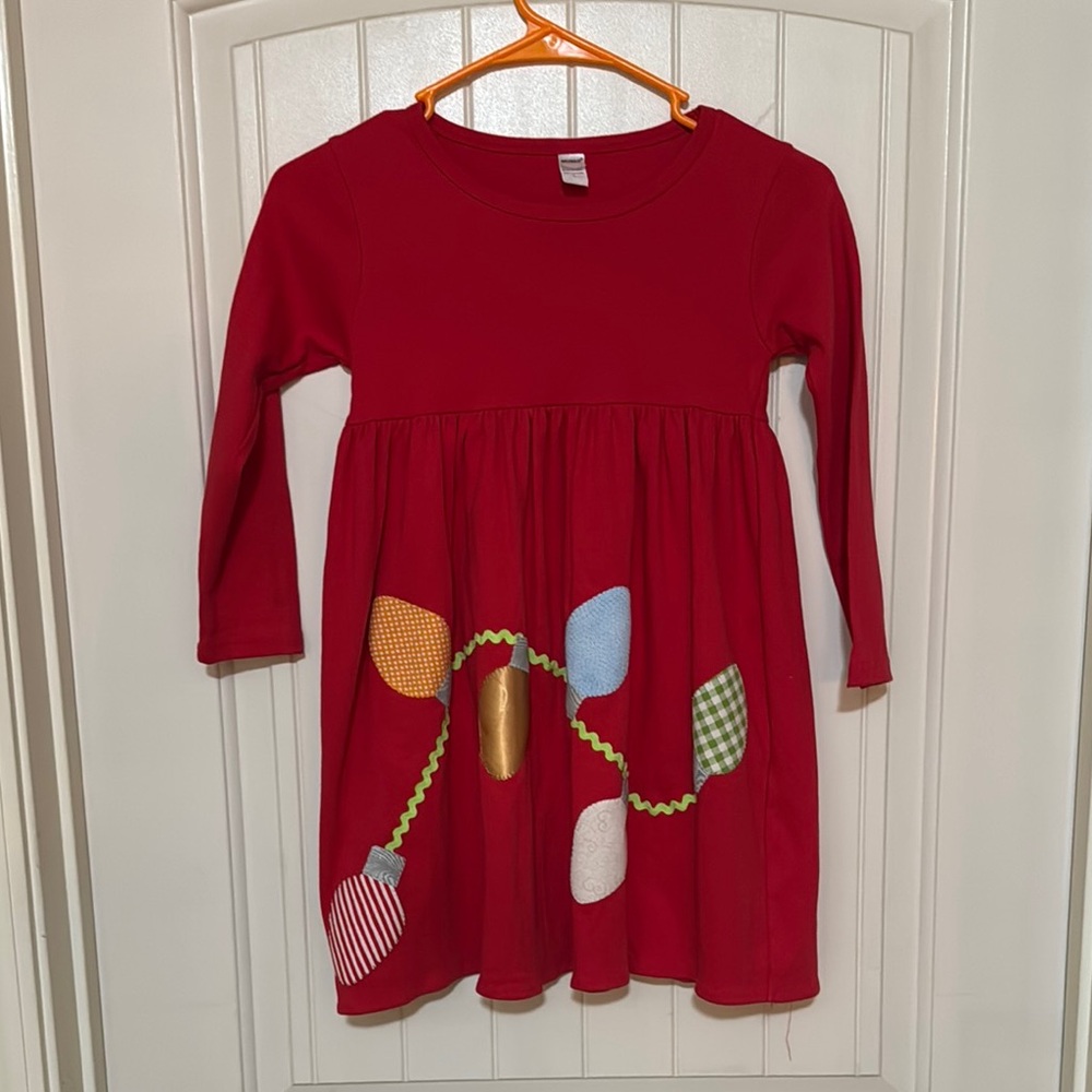 Red Holiday Dress with Colorful Lights
